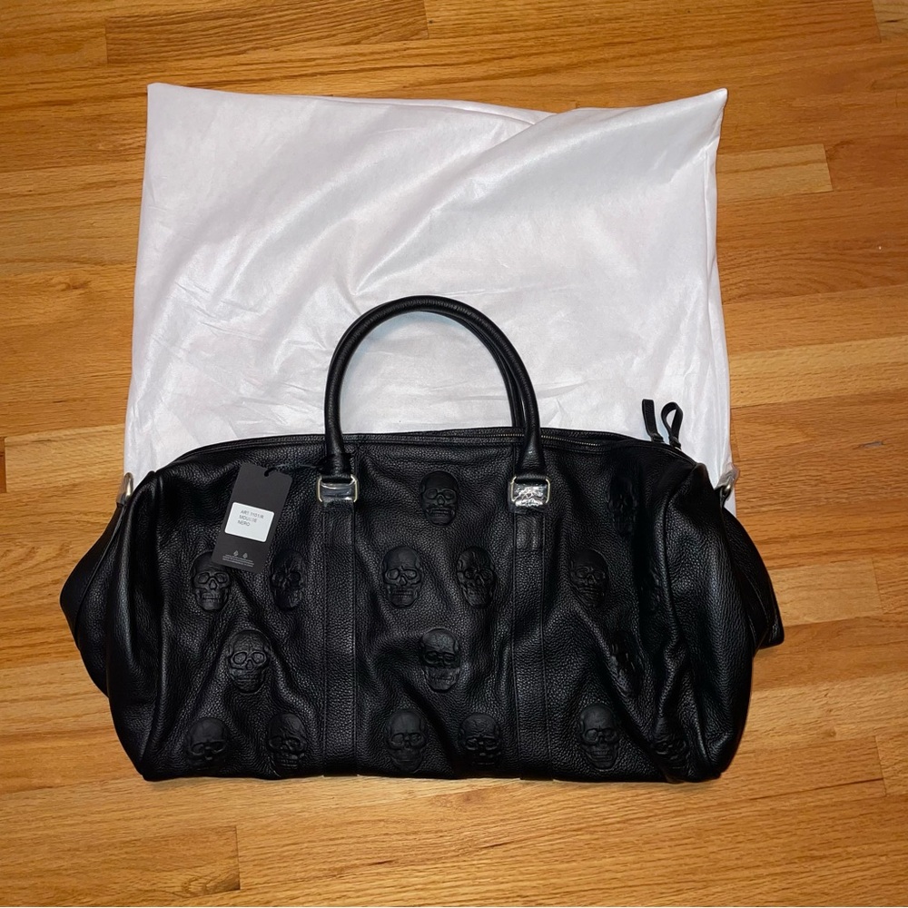 iO Pelle Skull Embossed Leather Travel Duffle